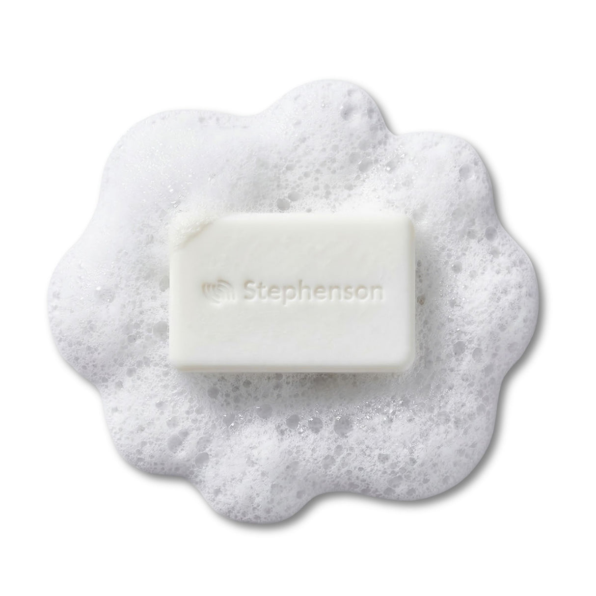 Bar of soap with 'Stephenson' branding on a white background
