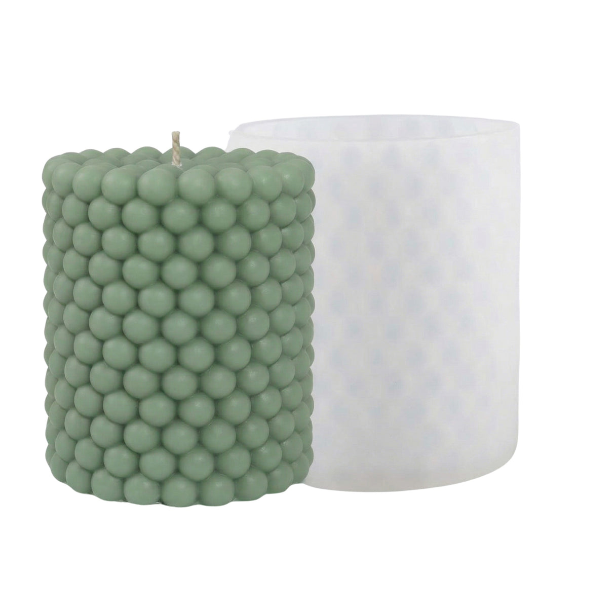 Bubble Texture Pillar Candle Mould — Pebble‑Dot Cylinder