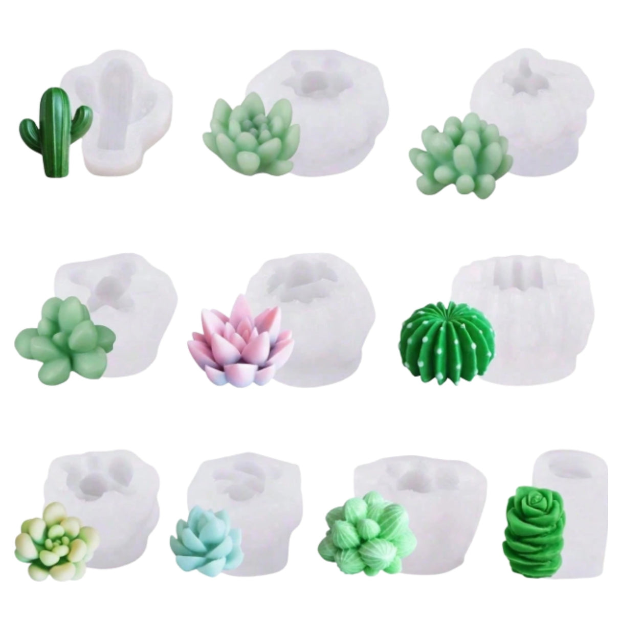 Succulent & Cactus Wax Melt Mould Set — 10 Piece