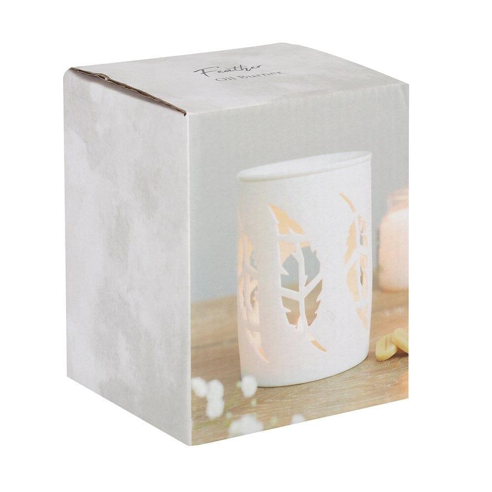 Ceramic Wax Melt Burner - Feather Pattern Wax Melt Burner NI Candle Supplies