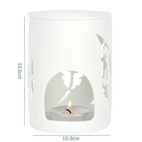 Ceramic Wax Melt Burner - Feather Pattern Wax Melt Burner NI Candle Supplies
