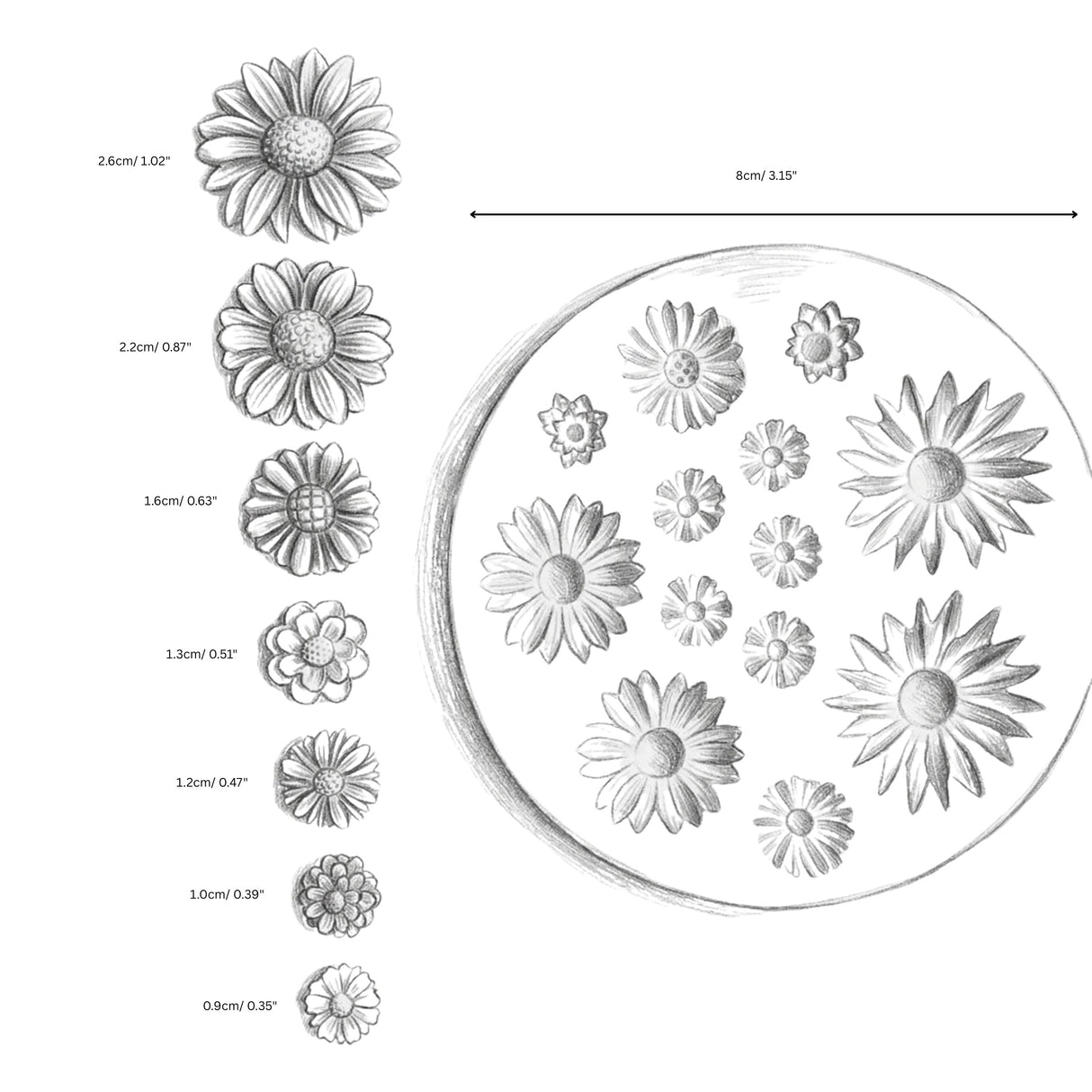 Floral Silicone Mould — Multi‑shape Daisy Embeds