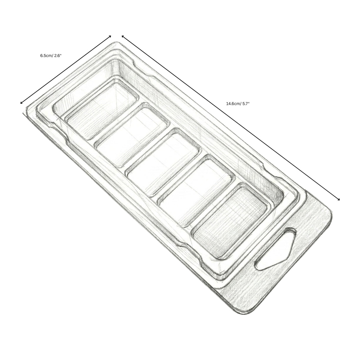 Five Cavity Snap Bar Clamshells