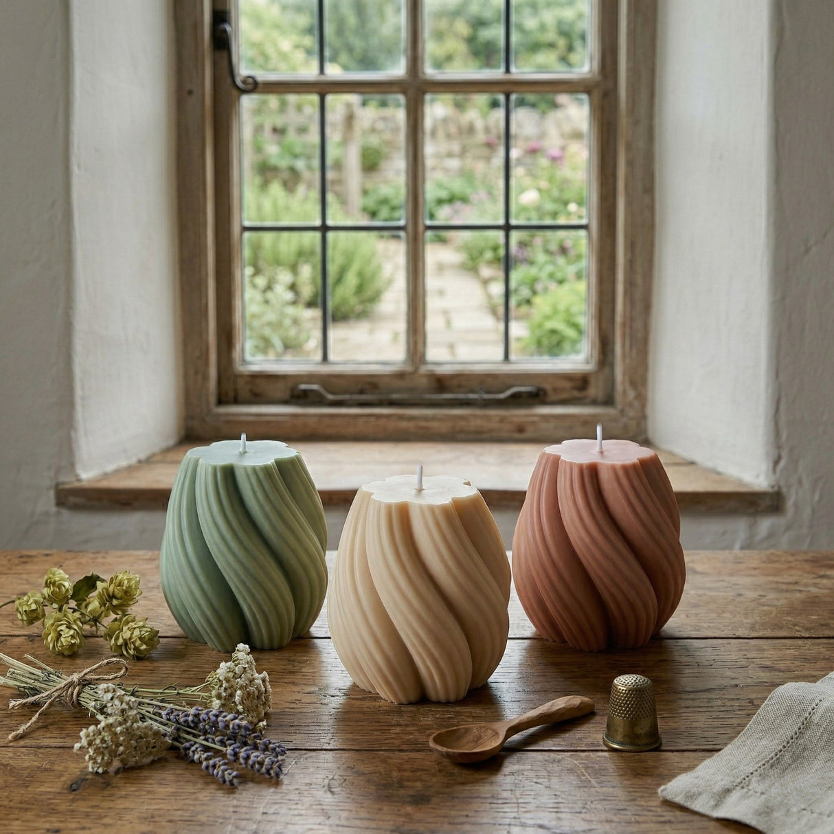 Geometric Swirl Pillar Candle Mould — Sculptural Twist Shape