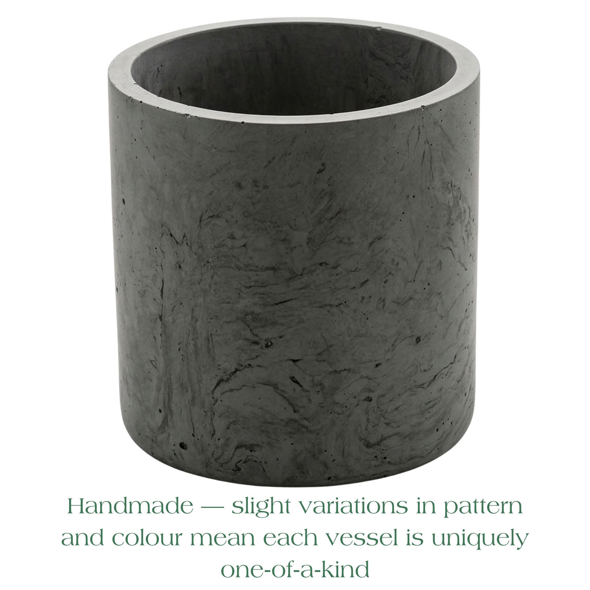 Refillable Dark Grey GRC Candle Vessel — Large