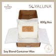 Soy blend container wax in a 800g box with SOYALUNA branding on a beige background.