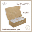 Soyaluna soy blend container wax in a cardboard box on a beige background