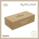 Soyaluna natural wax packaging box on a beige background