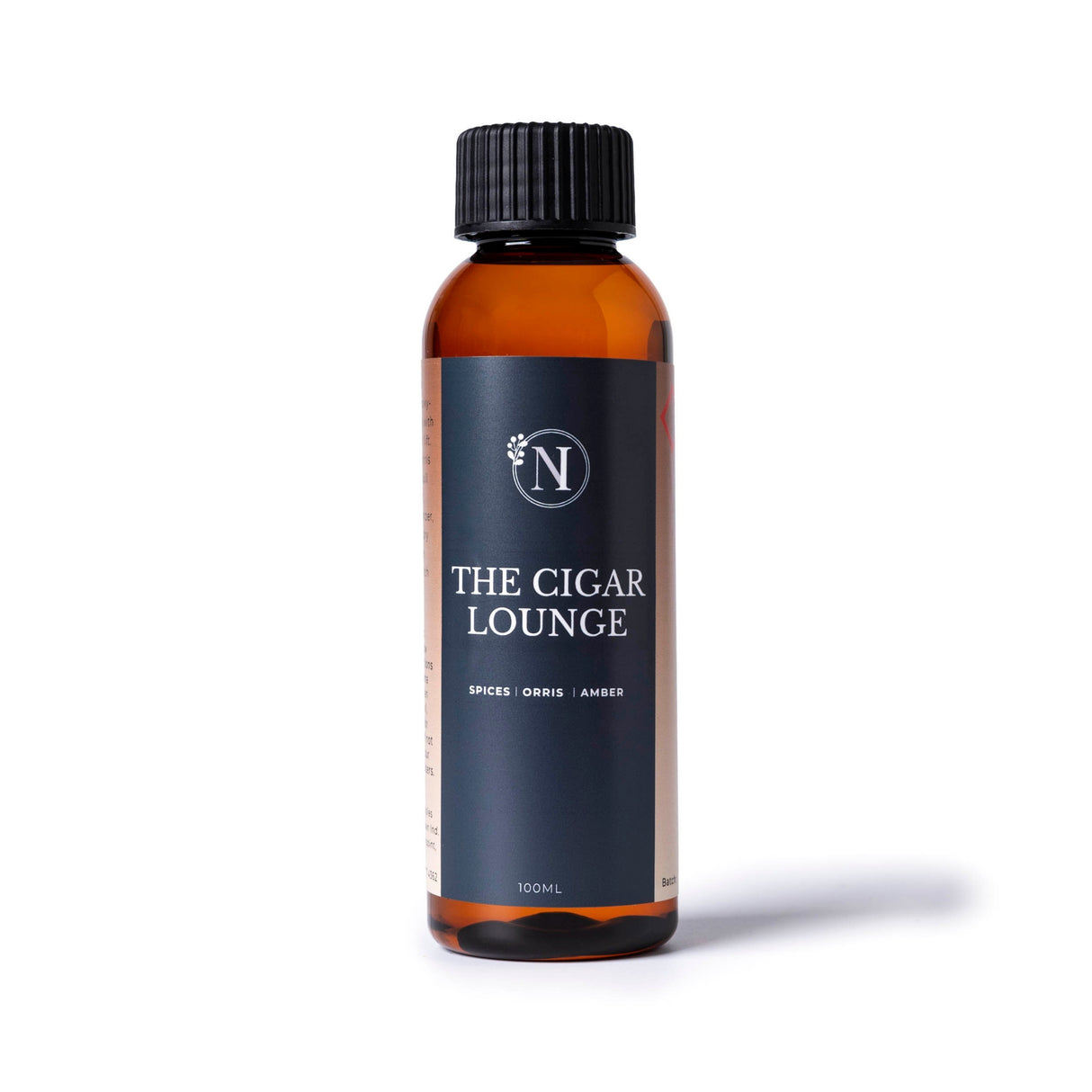 Bottle of 'The Cigar Lounge' with a dark label on a white background