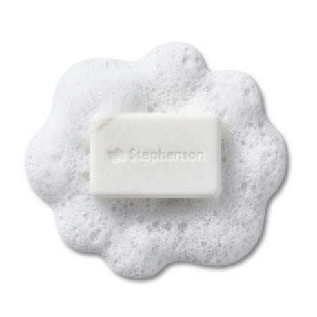 Bar of soap with 'Stephenson' branding on a white background