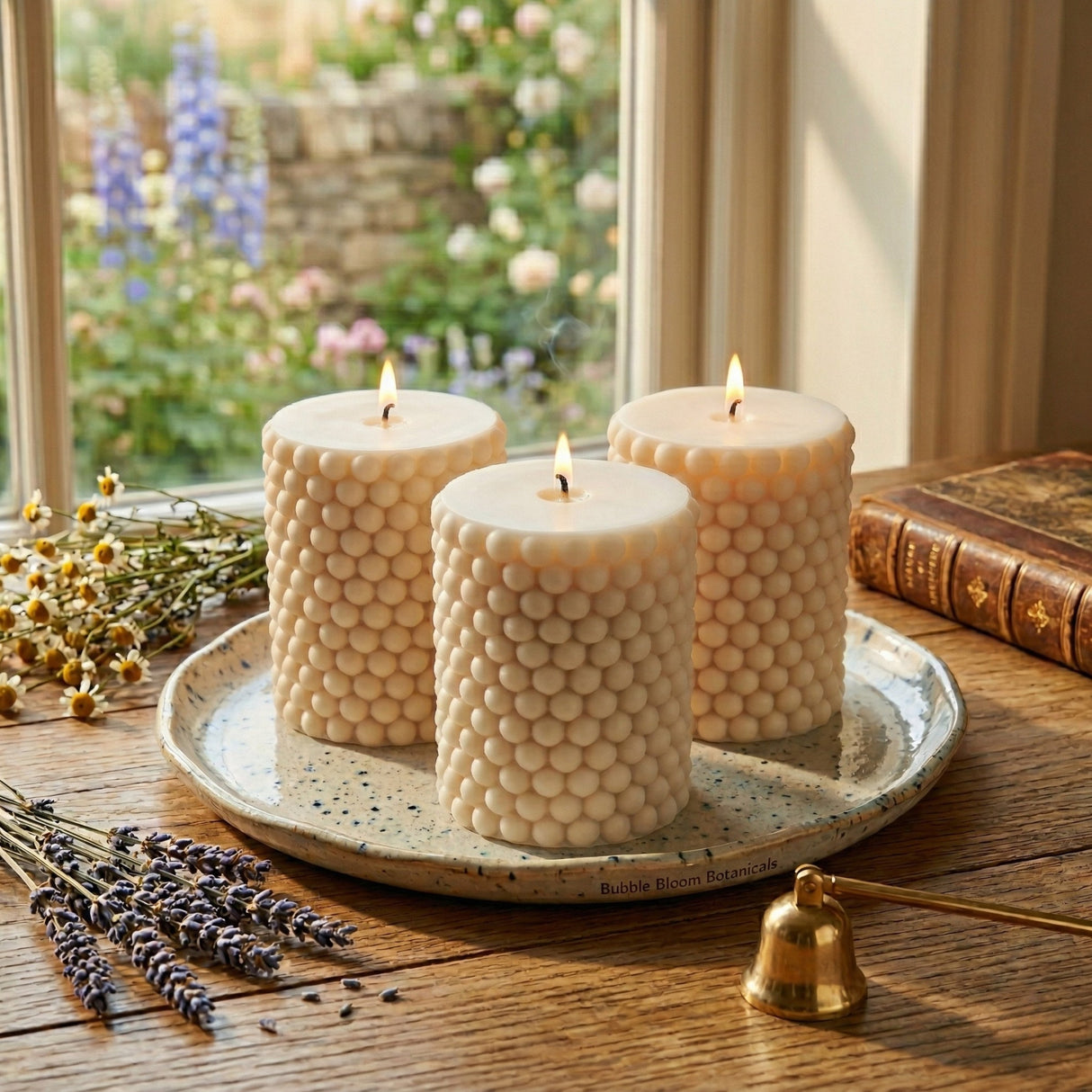 Bubble Texture Pillar Candle Mould — Pebble‑Dot Cylinder