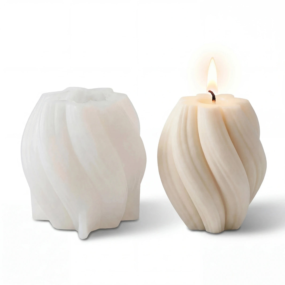 Geometric Swirl Pillar Candle Mould — Sculptural Twist Shape